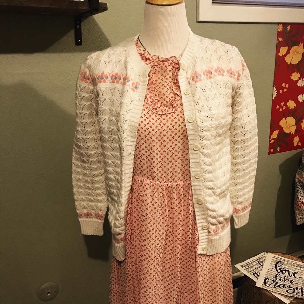 Vintage Fair Isle Sweater with Flowers